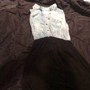 Denim/black high low dress
